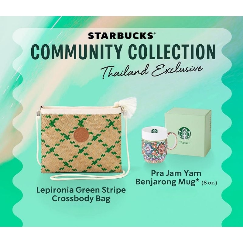 2024 Starbucks Thailand Community Collection Thailand Exclusive Benjarong mug & Lepironia bag