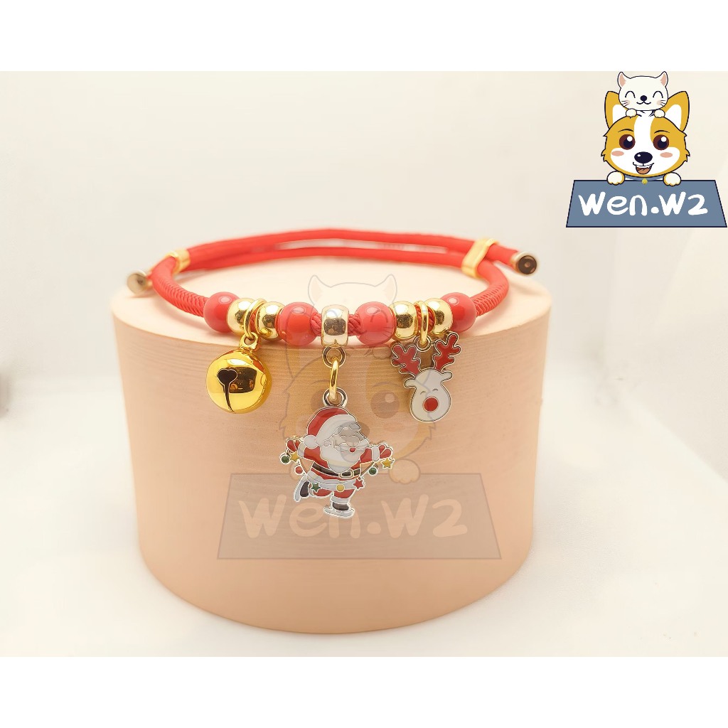 wen.W2 สัตว์เลี้ยงใหม่สีสันสดใสลูกแมวปลอกคอยืดสัตว์เลี้ยงเครื่องประดับคริสต์มาส - รูปที่ 4