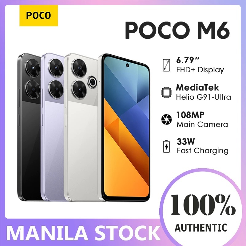 POCO M6 Pro Smartphones 8GB+256GB MediaTek Helio G99 Ultra Sensitive Screen 120Hz 64MP Camera 15 Month Android Intellige