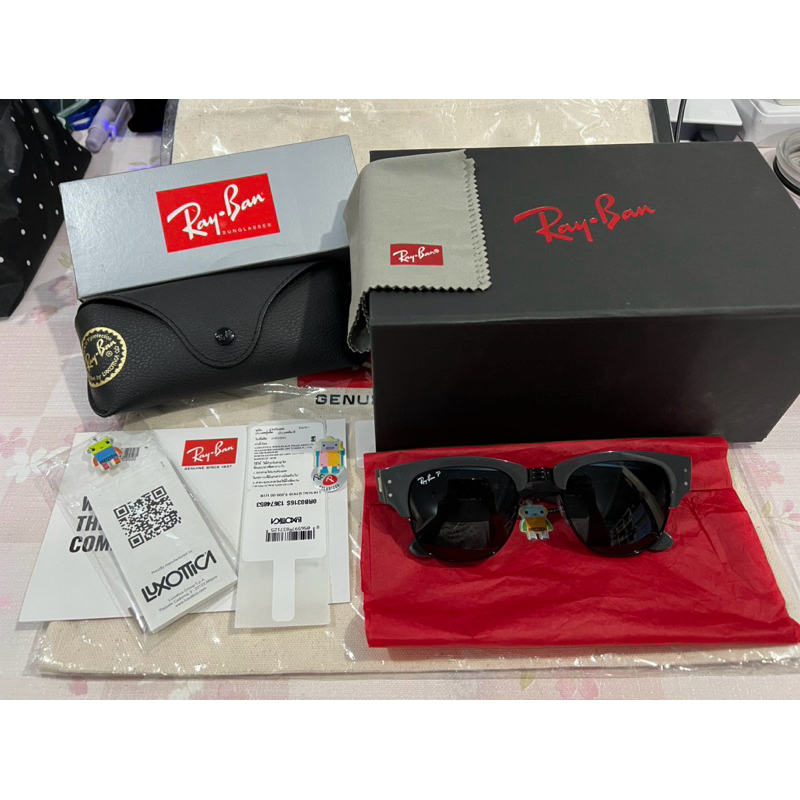 ส่งต่อ แว่น Rayban Mega Clubmaster Polarized กรอกเทา เลนส์กระจกสีดำ สภาพใหม่มาก