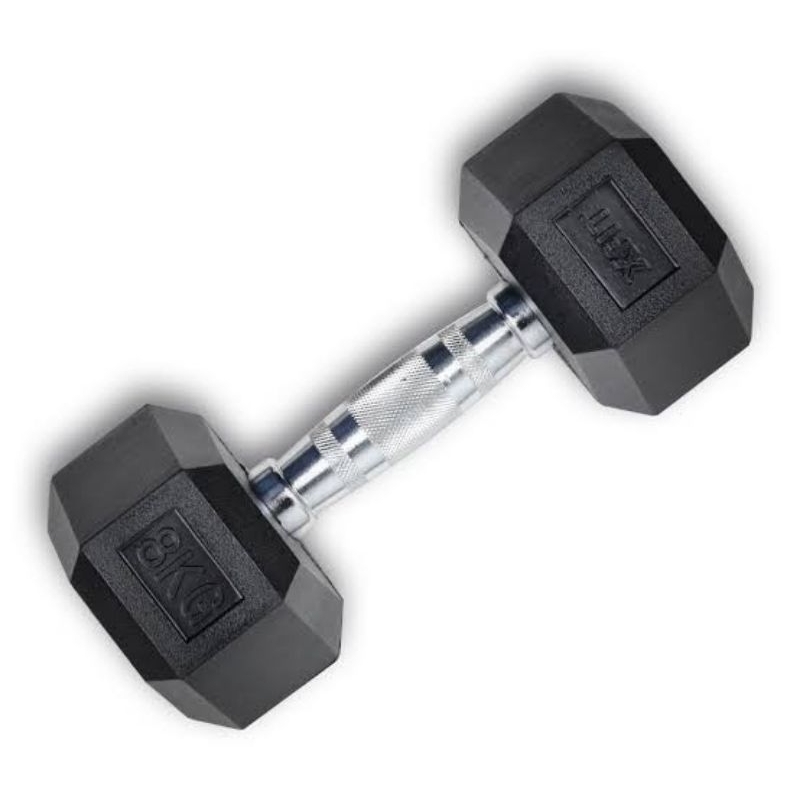 ดัมเบลยางหกเหลี่ยม Hex rubber dumbbells 8kg(1pair)