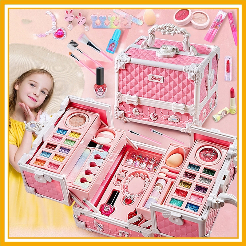 เครื่องสำอางเด็ก ชุดแต่งหน้าเด็ก พร้อมกล่อง ของเล่นเด็กผู้หญิง Beauty Cosmetic set ยาทาเล็บ บลัชออน ลิปสติก