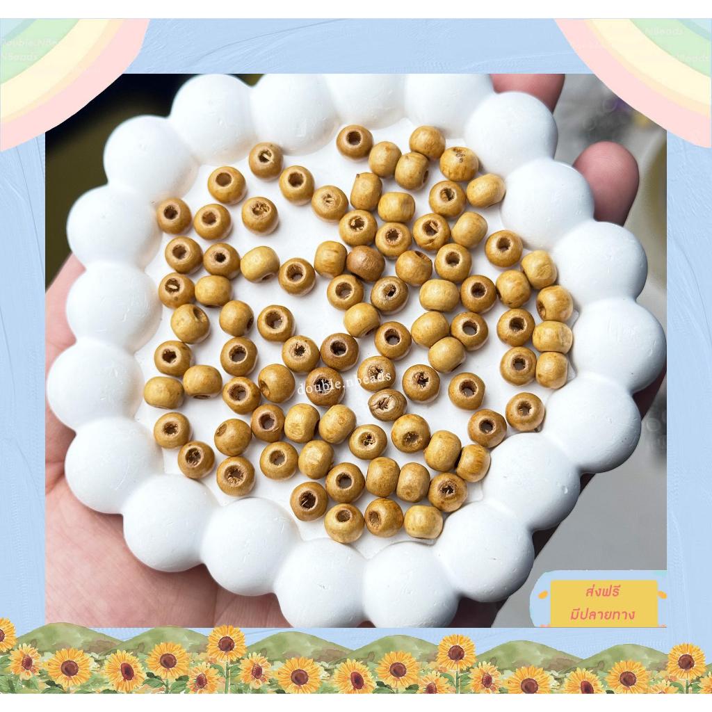 ลูกปัดไม้สำหรับทำเครื่องประดับ 6 มิลลิเมตร 10กรัม/100เม็ด DIY
