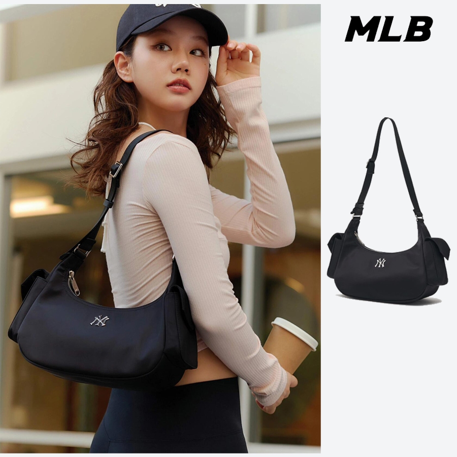 New กระเป๋า mlb กระเป๋าทรงเว้ากลาง ยูนิเซ็กส์ Basic Nylon/กระเป๋าสะพายข้าง