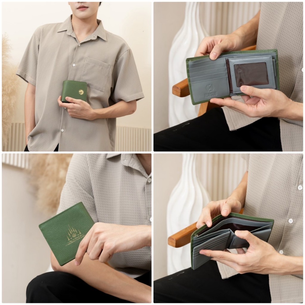 รุ่นใหม่  ❗️ ใบพับสั้น หนังแท้ ผู้ชาย 2 สี สีด้านนอก-เรียกไหลมา , สีด้านใน - กันไหลออก - รูปที่ 4