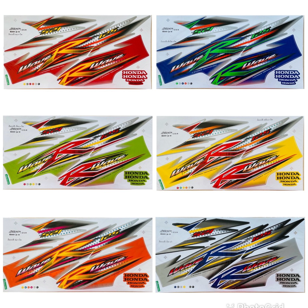 (เคลือบเงาแท้) สติกเกอร์ สติ๊กเกอร์ Wave 125R เวฟ 125R หัวแหลม ปี 2005 รุ่น 10