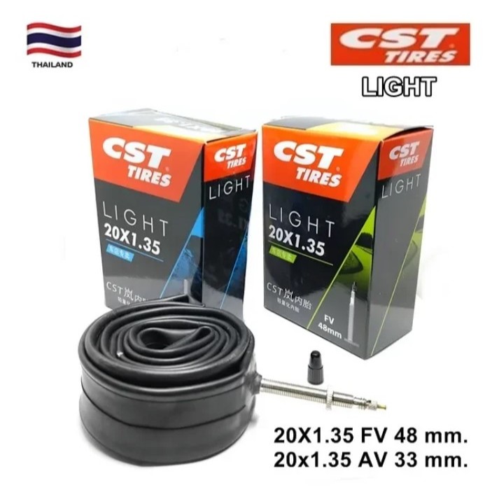 ยางในจักรยาน CST LIGHT ขนาด 20x1.35 นิ้ว (406) ชนิดจุ๊บเล็ก FV 48mm. และจุ๊บใหญ่ AV 33 mm. ราคา/1 เส้น