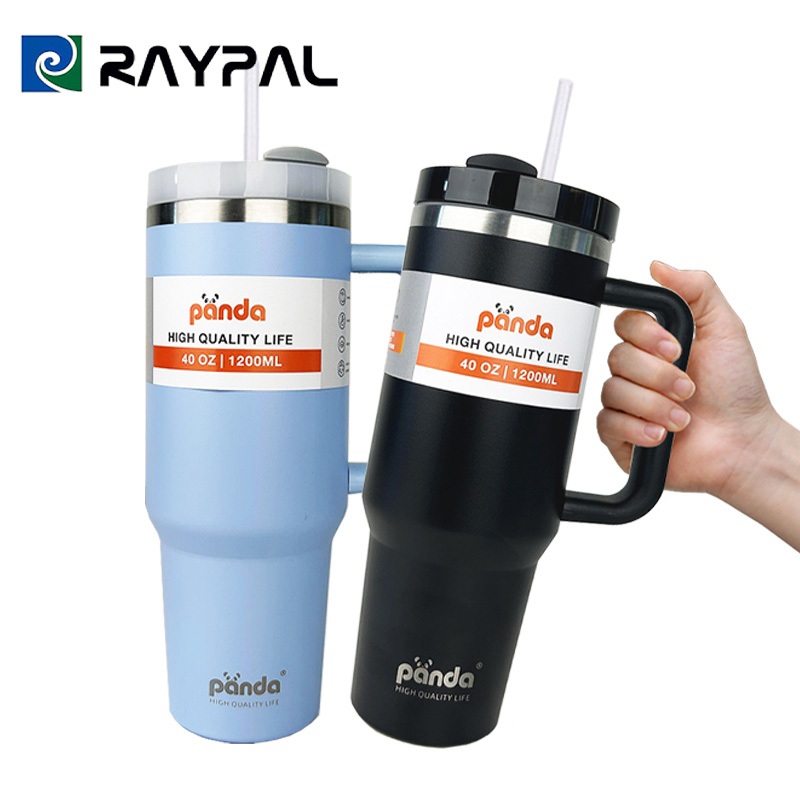 RAYPAL ของแท้ panda แก้วเก็บความเย็น 40OZ 304 ขนาดพร้อมฝาปิด และหลอดดูด กันรั่วซึม เก็บความเย็น และร
