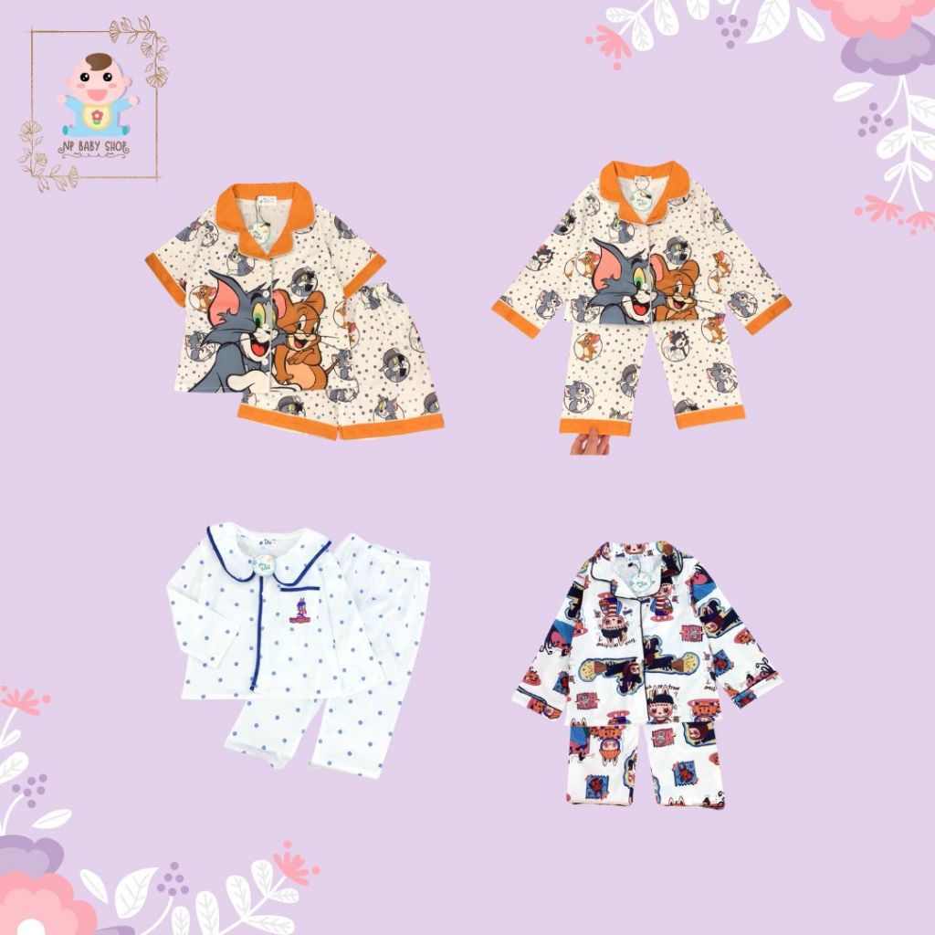 *แนะนำเพิ่ม 1-2 ไซส์* ชุดนอนเด็ก ผ้านิ่มไหมนม นิ่มเด้ง เซตลูกสาว ลูกชาย 100-160