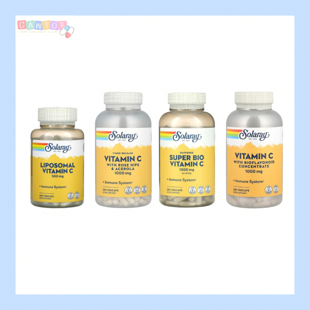 Solaray Vitamin C ( วิตามินซี 500 1000 mg ) Buffered, Super Bio, Time Release ชนิดเม็ด