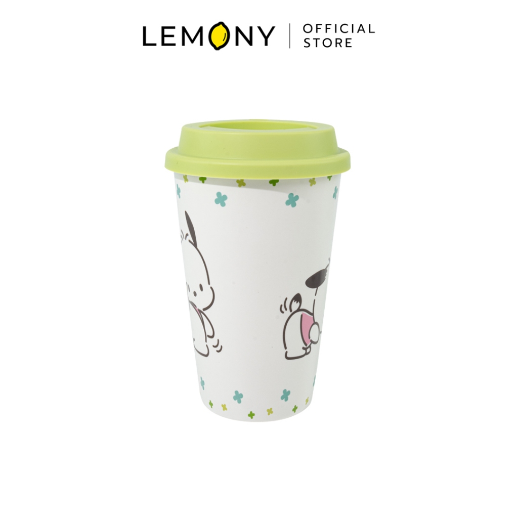 LEMONY Sanrio Pochacco Tall glass with silicone lid, 450 ml แก้วทรงสูงซิลิโคนพร้อมฝาปิด 450 มล.