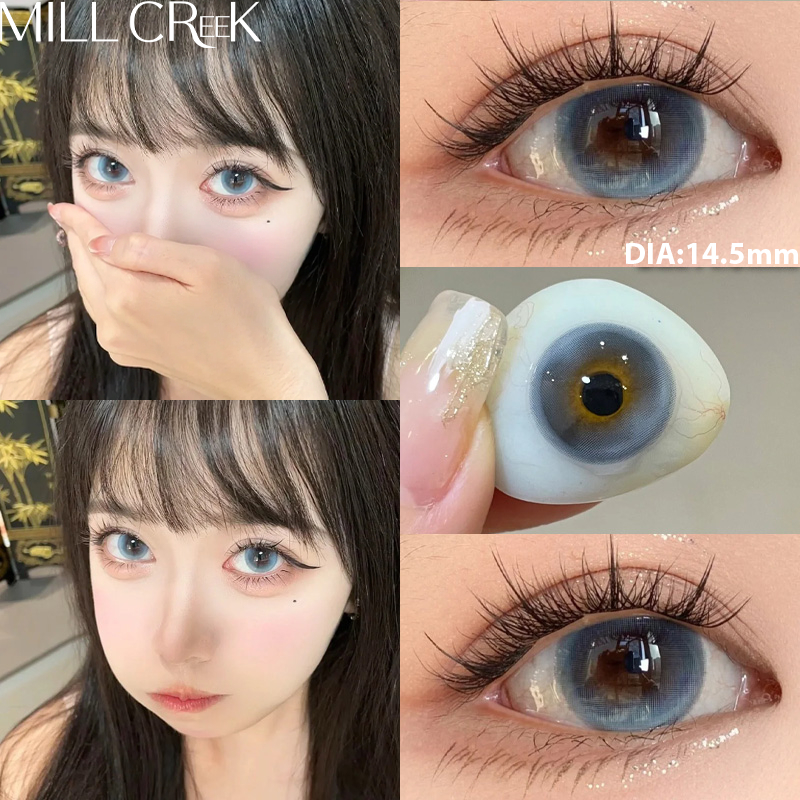 ✅COD [จัดส่ง2-3วัน] MILL CREEK คอนแทคเลนส์ สีน้ำเงิน Blue 14.5mm 0.00องศา 12 เดือน ใส่สบาย คอนแทคเลน