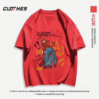 เสื้อยืด ผ้าคอตตอลแท้ CM65 “ลายแมงมุม สไปเดอ "ใส่สบาย สีไม่ตกเนื้อผ้าดี ตัดเย็บดี