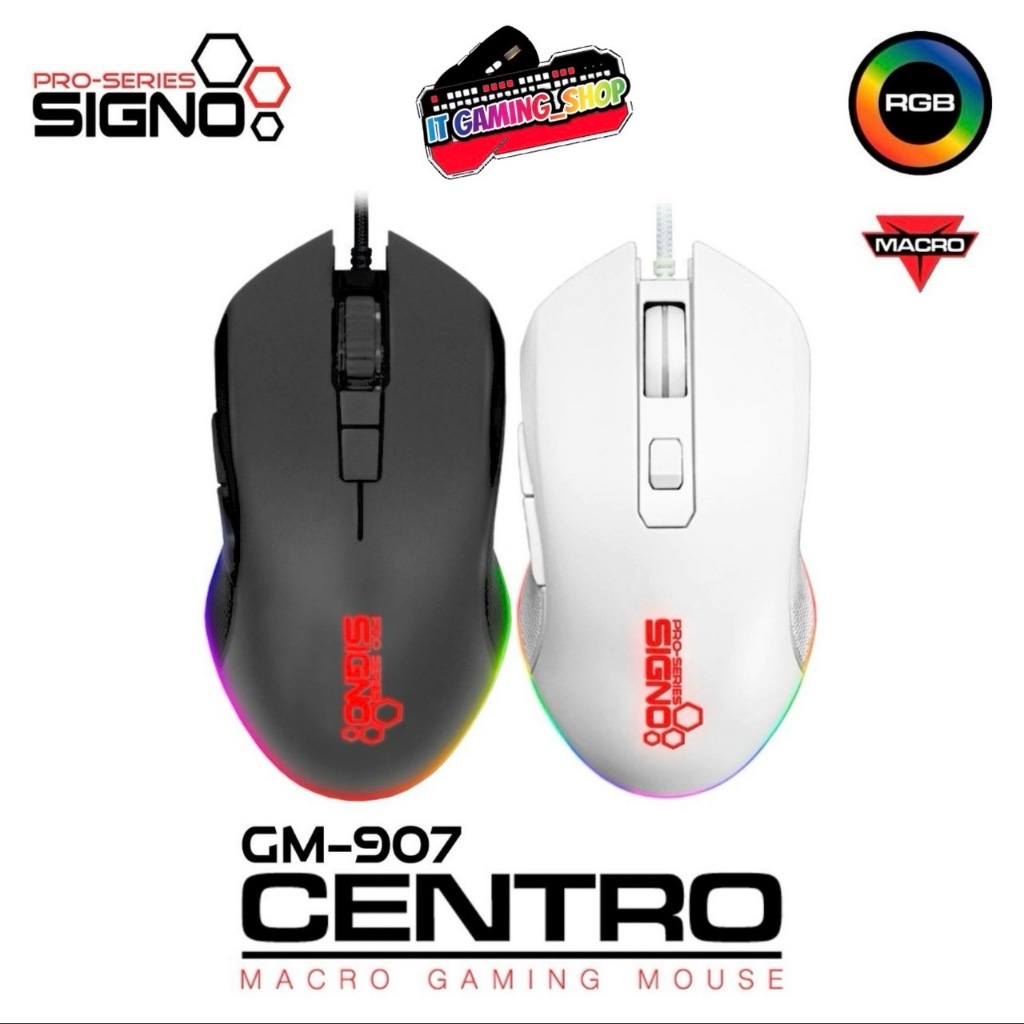 เมาส์เกมมิ่ง มีสาย SIGNO GM-907 CENTRO Mouse Gaming Macro LED ประกันศูนย์ 1 ปี (ส่งไว)