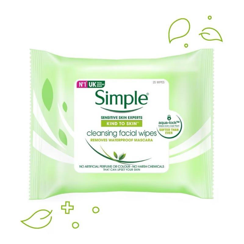 SIMPLE Kind to Skin Cleansing Facial Wipes 3×25’s ราคา ถูกที่สุด ดีลบีเคเค แกลเลอรีภาพที่ 2