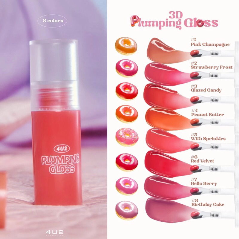 ลิป 4U2 Plumping Gloss ลิปกลอสปากเคลือบน้ำตาล ลิป 4U2 ลิปกลอสหัวเหล็ก