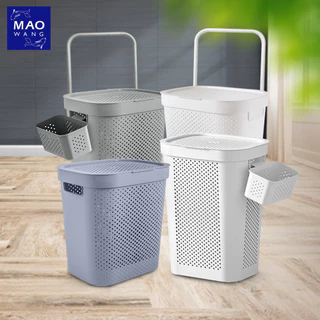 MAO ตะกร้าผ้าพลาสติก 45/60L มีฝาปิด ทรงมินิมอล ตะกร้าจัดเก็บเสื้อผ้า