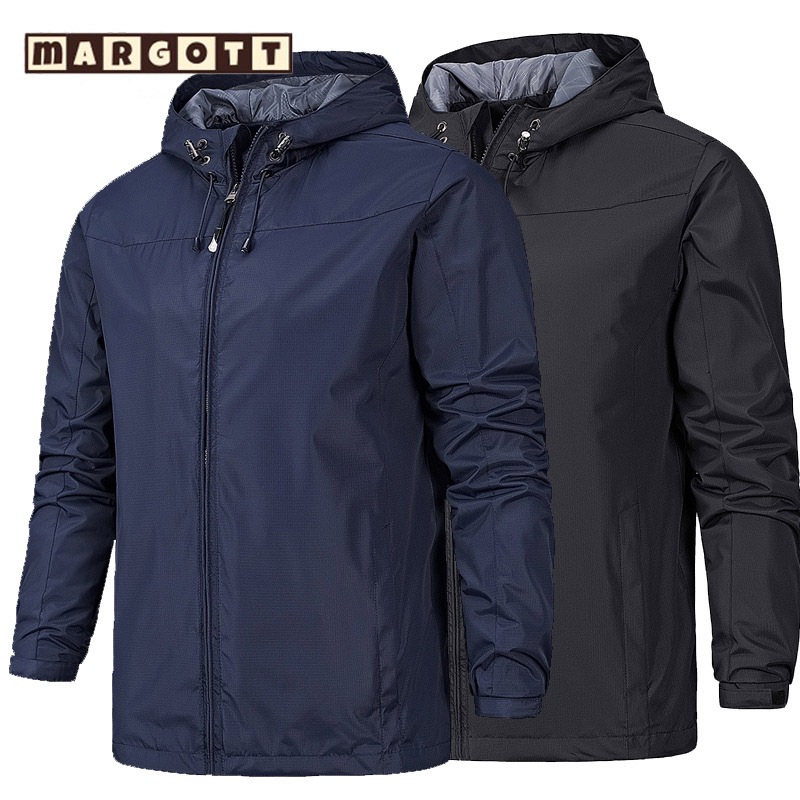 【margott9】เสื้อแจ็คเก็ตมีฮู้ดผู้ชาย เสื้อผ้าปีนเขากลางแจ้งกันน้ำระบายอากาศได้