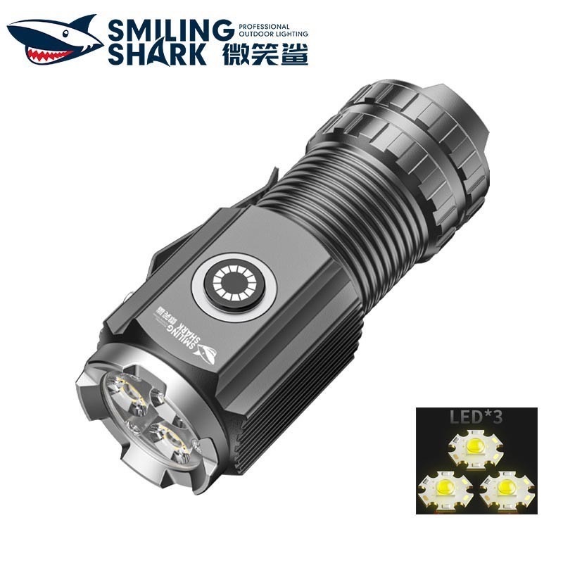 SmilingShark SD7161 ไฟฉาย led 4 โหมด ขนาดเล็ก สว่างมาก พร้อมคลิปโลหะ Type-C กันน้ํา สําหรับตั้งแคมป์ เดินป่า วิ่ง