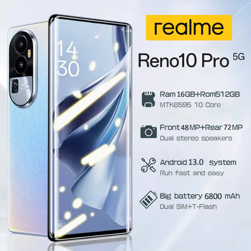 Reno10 Pro โทรศัพท์มือถือ แรม16GB รอม512GBรองรับ 2 ซิมการ์ด 7.5นิ้ว รองรับแอพธนาคาร 6800mAh Andrioid โทรศัพท์ถูกๆ