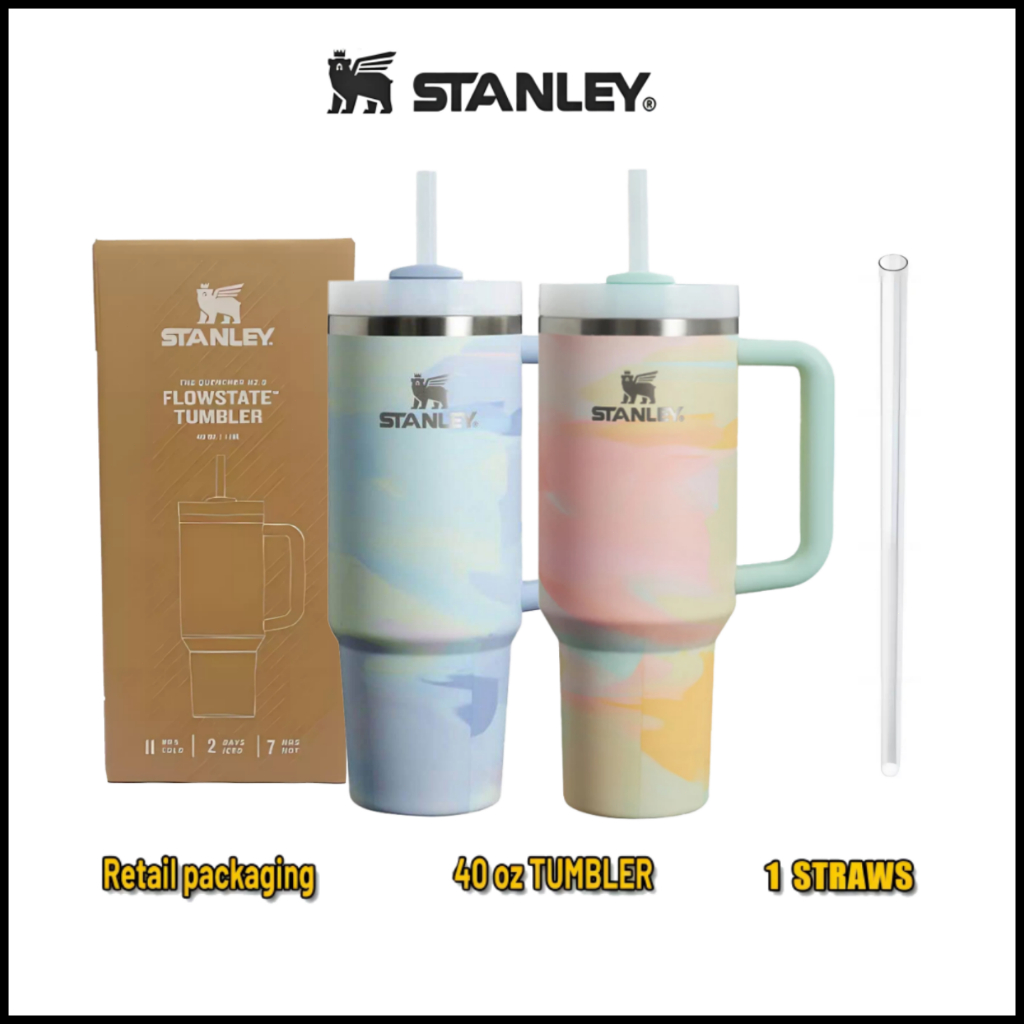แก้ว STANLEY Quencher Vacuum travel cup ขนาด 40oz/1.18L พร้อมหลอดในตัว stainless steel coffee cup
