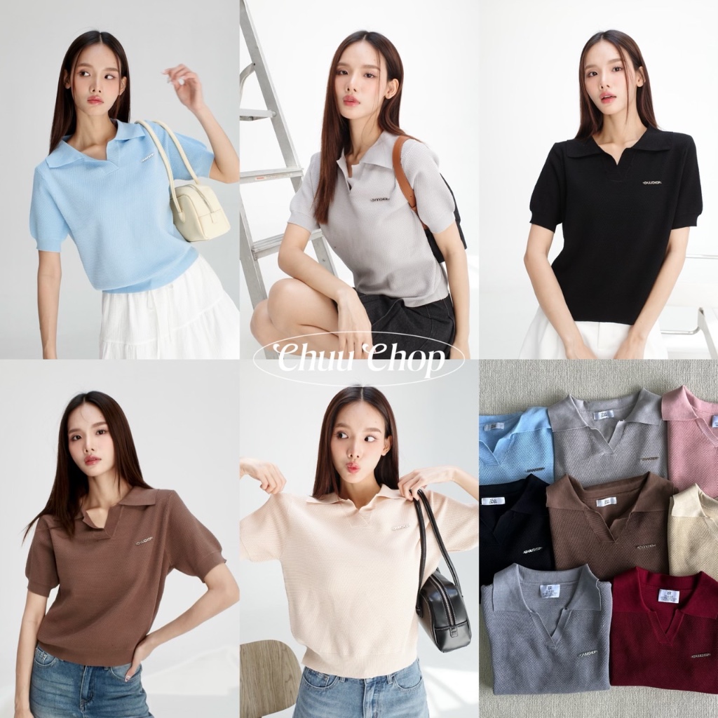 chuuchop(C8317)Tyla polo knit shirt เสื้อโปโลเเขนสั้น