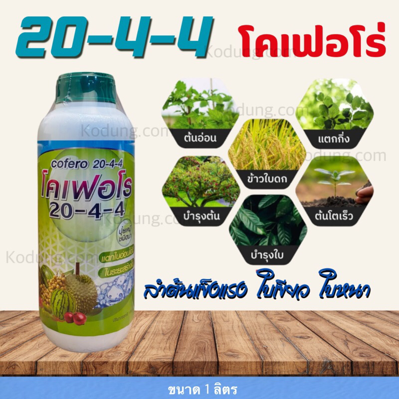 โคเฟอโร่ ปุ๋ยน้ำ 20-4-4 บำรุงต้นใบ ฟื้นต้น เร่งแตกใบ แตกยอดอ่อน เร่งต้น -1 ลิตร