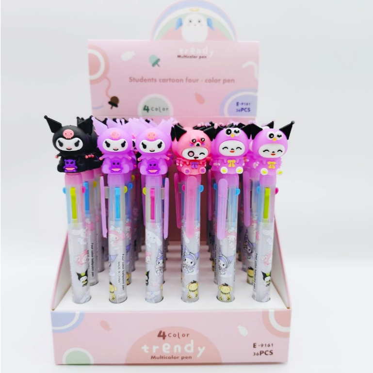 แพ๊ค36ด้าม สุ่มลาย ปากกาลูกลื่น 4 สี หัวตุ๊กตา ลายการ์ตูน น่ารัก หลากสีสัน น่าใช้ เครื่องเขียนสำนักงาน โรงเรียน