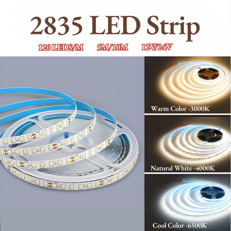 ไฟเส้น หลายสี LED 2835 นำไฟตกแต่ง ไฟปีใหม่ ไฟเส้นสายยาว ไฟติดห้อง ยืดหยุ่น 12V 24V 5M/ 10M 5mm 8mm