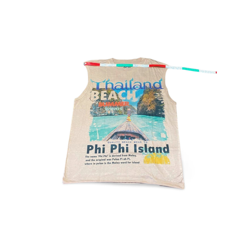 "Phi Phi Thailand" Cotton Sleeveless Tank Shirt