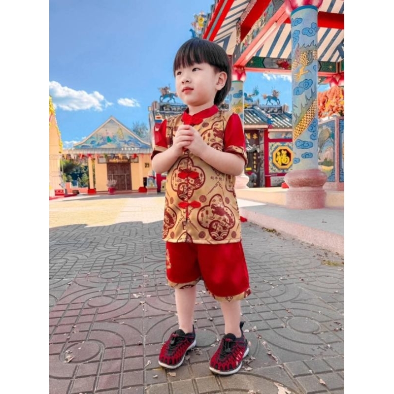 📮พร้อมส่ง📮 ชุดตรุษจีนเด็กผู้ชาย ชุดตรุษจีนพิมพ์ลาย งานผ้าซาร่า - รูปที่ 2