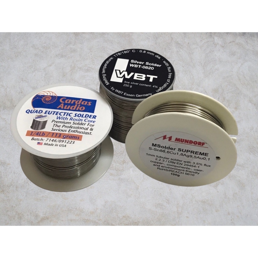 ตะกั่วเงินบัดกรี เกรดพรีเมี่ยม Silver Solder Premium Grade ยี่ห้อ WBT , CARDAS และ MUNDORF แบ่งขายต่อเมตร