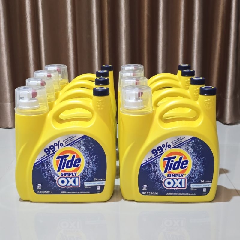 น้ำยาซักผ้า Tide Simply OXI 2in1 น้ำยาซักผ้า Made in USA🇺🇲 3.4L for 74 Loads