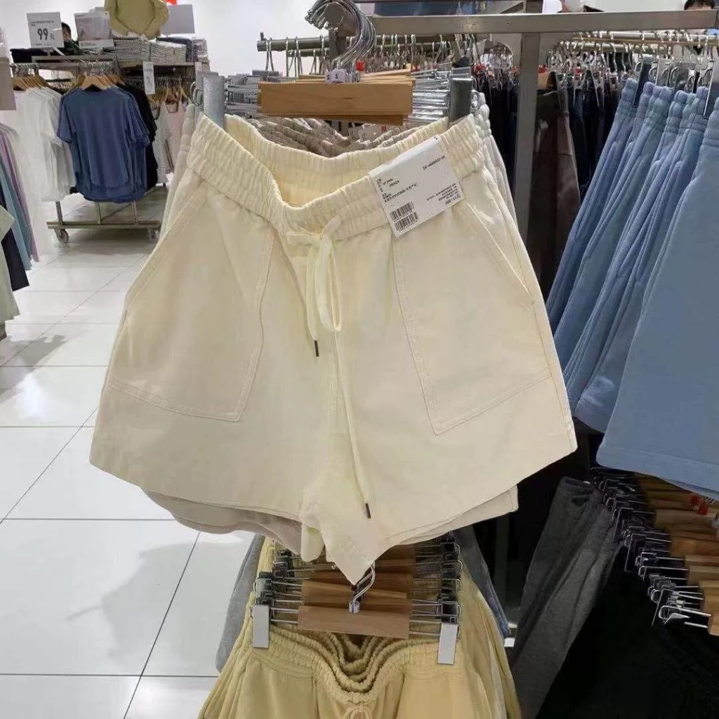 SGH0236 กางเกงขาสั้น ผ้ายีนส์เทียม เอวยางยืด เชือกรูดได้จริง ผ้าดี เกรดขึ้นห้าง ใส่ไปเที่ยวสบายมาก - รูปที่ 4