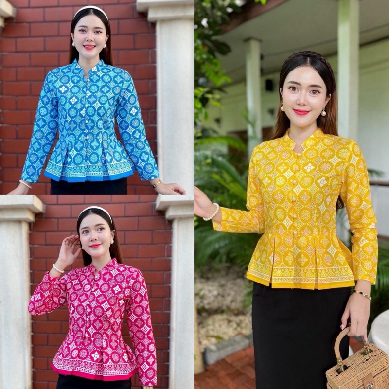เสื้อปาเต๊ะลายดอกรักอัดกาว