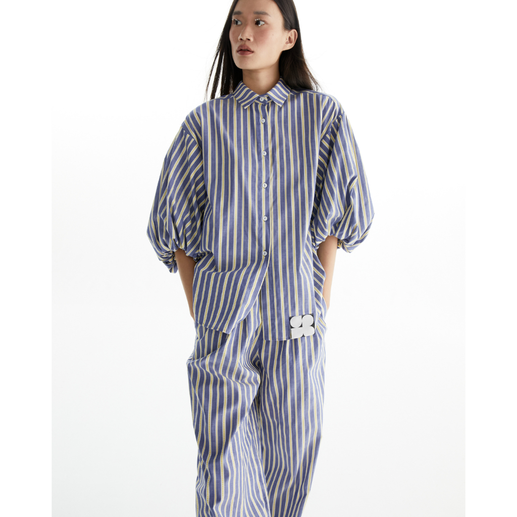 The SRT X14 (TBL240) Balloon Sleeve Striped Shirt - เสื้อเชิ้ตลายทาง แขนทรงบอลลูน
