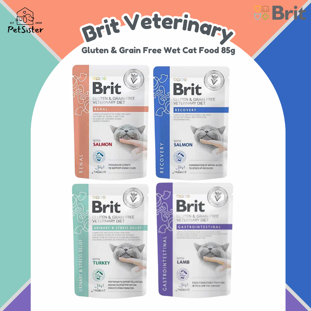 🐱Brit Veterinary Diet Grain Free Cat Wet Pouch 85g อาหารเปียกแมวเกรดพรีเมี่ยม x Petsister