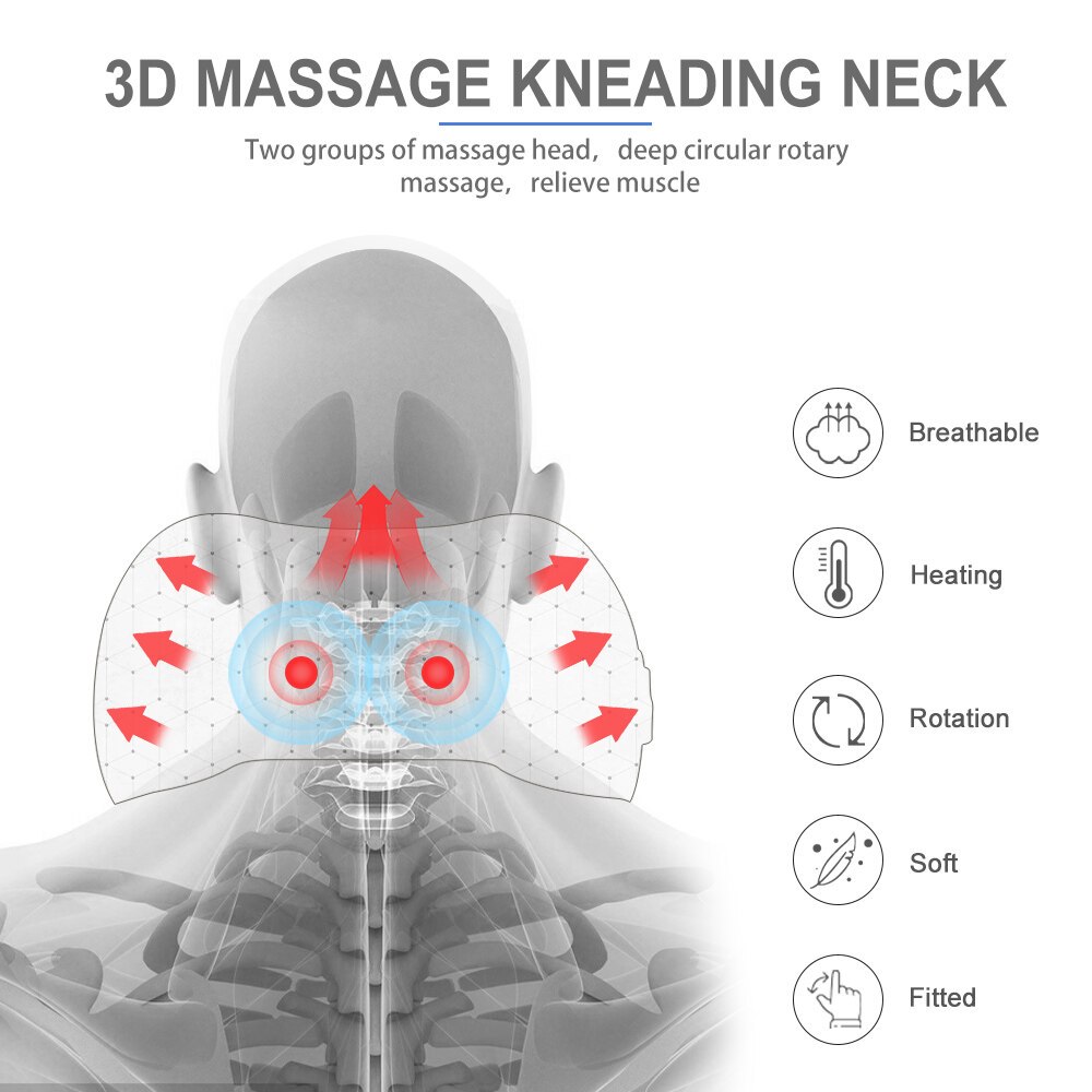 หมอนนวดคอไฟฟ้า Haier เครื่องนวดคอ Massage Pillow เครื่องนวดอัตโนมัติ 3D ประคบร้อน  4ปุ่ม หมอนนวด เครื่องนวดคอ มือ หลัง - รูปที่ 3