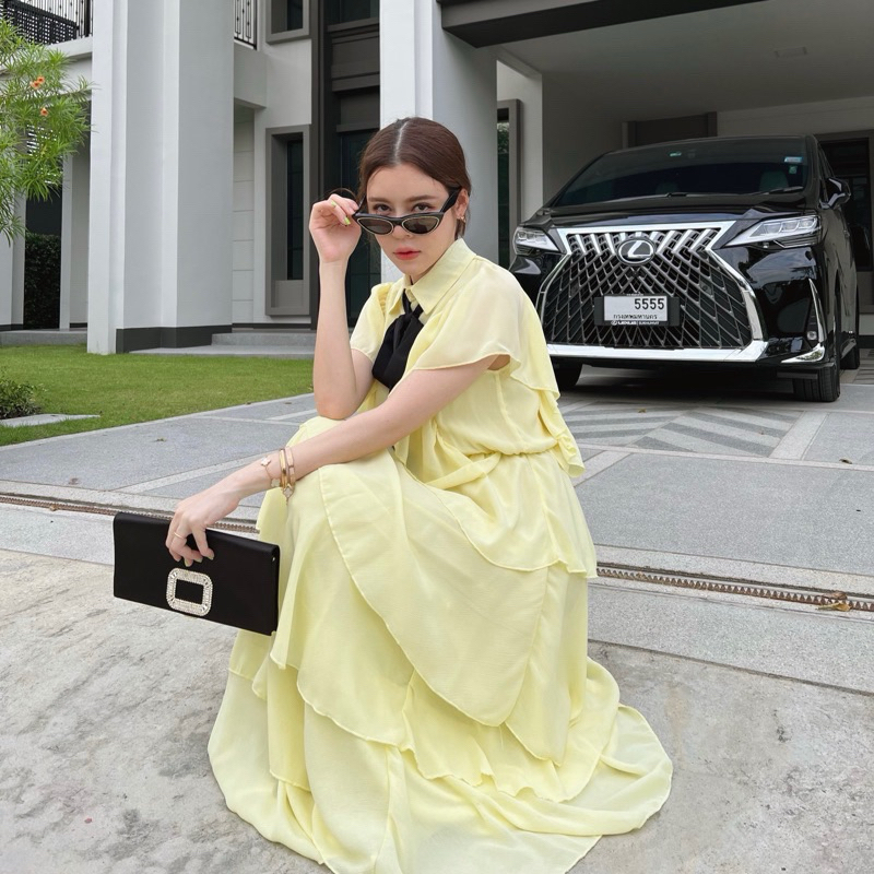 New with tag! FLAT2112 FF0031 : LADY DIANA เดรสสี Vanilla size M