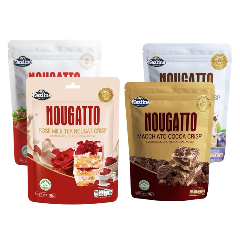 โปร 3 ฟรี 1 (50 กรัม) Nezline Nougatto Nougat Crisp นูกัตโตะ ขนมนูกัต มาเคียโต้ 3 รสชาติ ขนาดพกพา ตราเนสไลน์ รูปที่ 2