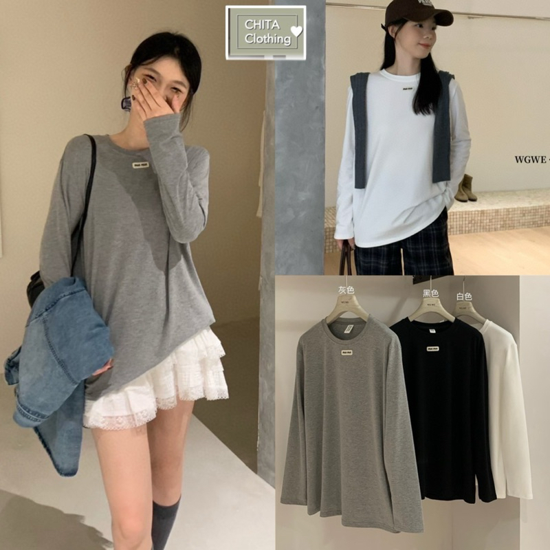 3030# เสื้อแขนยาวคอกลม เนื้อผ้าดี งานสวย TAG:WG.WE