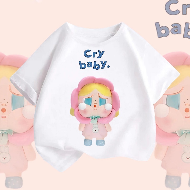 Yout-children เสื้อยืด ของเด็ก CRYBABY พิมพ์ลาย น่ารัก เสื้อ cotton cute girl เสื้อผ้าเด็ก ผ้าฝ้าย เสื้อคอกลม boy