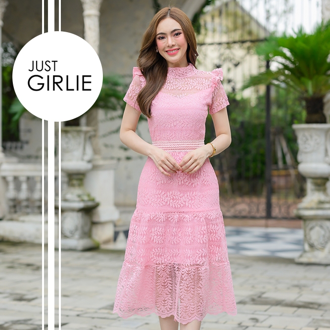 Dress Katherine ชุดเดรสลูกไม้ทรงสวย คุณภาพดี ราคาถูก ใส่ออกงานสวยเริ่ด มีไซส์ S M L