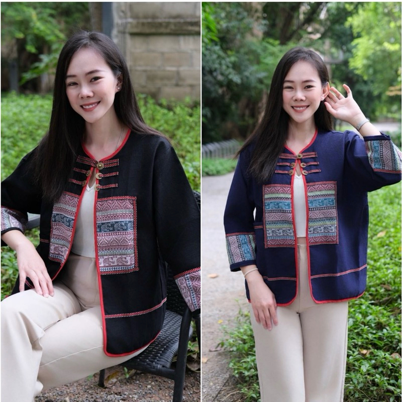 เสื้อคุมพื้นเมืองผ้าชินมัย แต่งลายเนื้อผ้าโซฟาผ้าทอ
