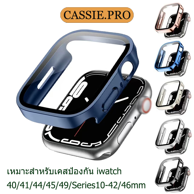 iWatch Series10/11 42mm46mm2-in-1 electroplated กันน้ำป้องกันกรณี 9 8 7 6 5 4 3 SE ป้องกันการชนกันกรณี 40/41/45/49 มม.