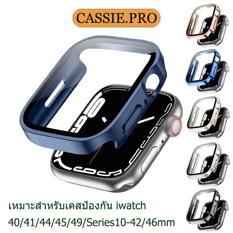 iWatch Series10/11-42mm46mm2-in-1 electroplated กันน้ำป้องกันกรณี 9 8 7 6 5 4 SE ป้องกันการชนกันกรณี 40/41/45/49 มม.