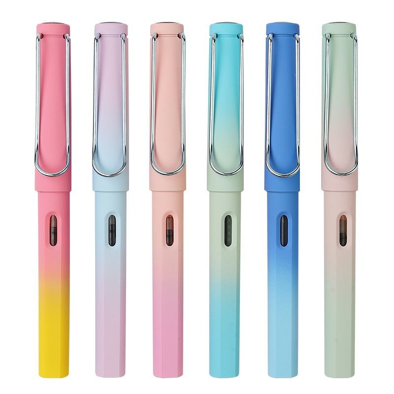 ปากกาหมึกซึมด้ามไล่สี หัว 0.38 หรือ 0.5 พร้อมหลอดเติมหมึก และ หมึกหลอด