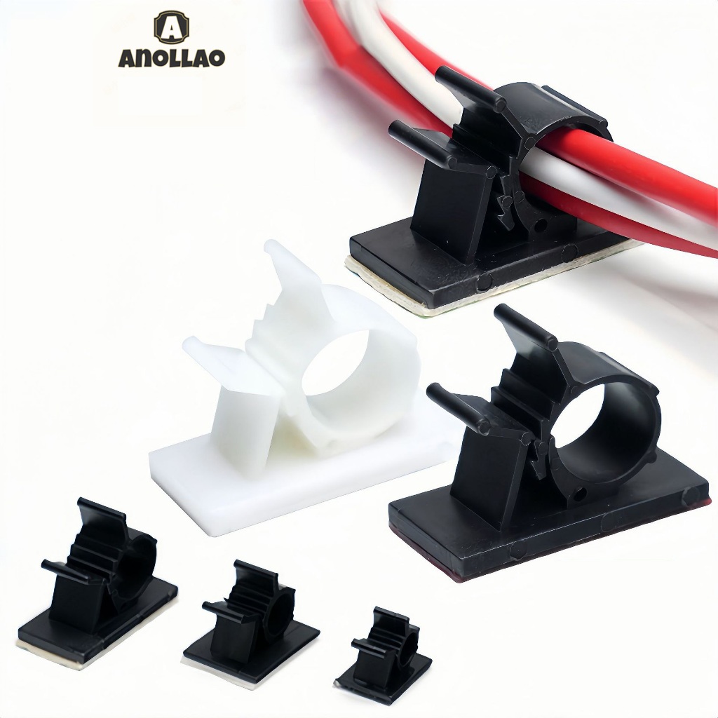 คลิปล็อคสาย คลิปล็อคสายเคเบิล ไฟแบบปรับ ได้มีกาวในตัว คลิปรัดสายไฟ  สำหรับใช้รัดเก็บจัดระเบียบสายเคเบิล  ✨Anollao