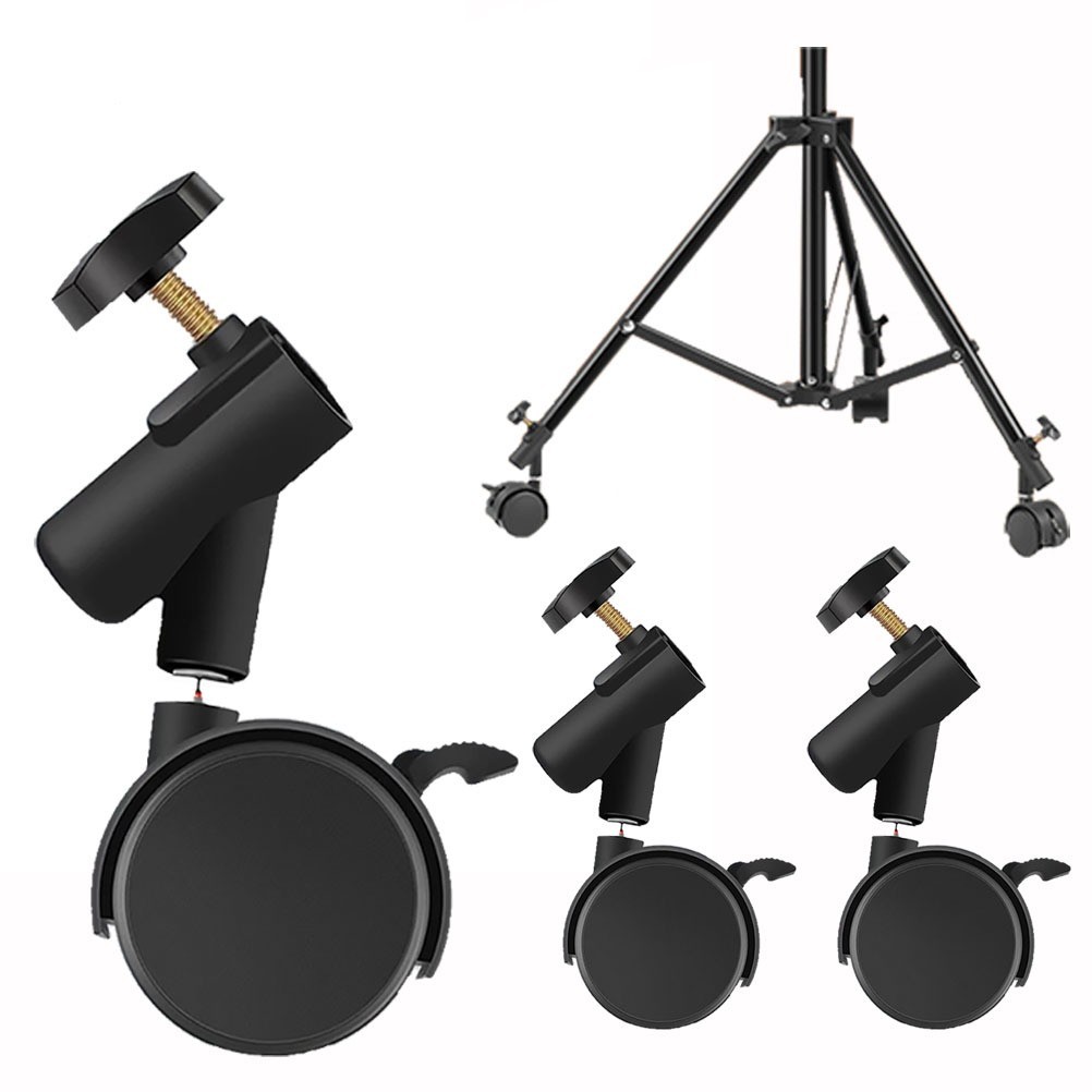ล้อใส่ขาตั้งไฟสตูดิโอ ลูกล้อขาตั้ง 3 ล้อ หมุนได้ 360° Tripod Wheels (1 ชุด = 3 ล้อ ไม่รวมขาตั้ง) wheel ไฟสตูดิโอ 16mm