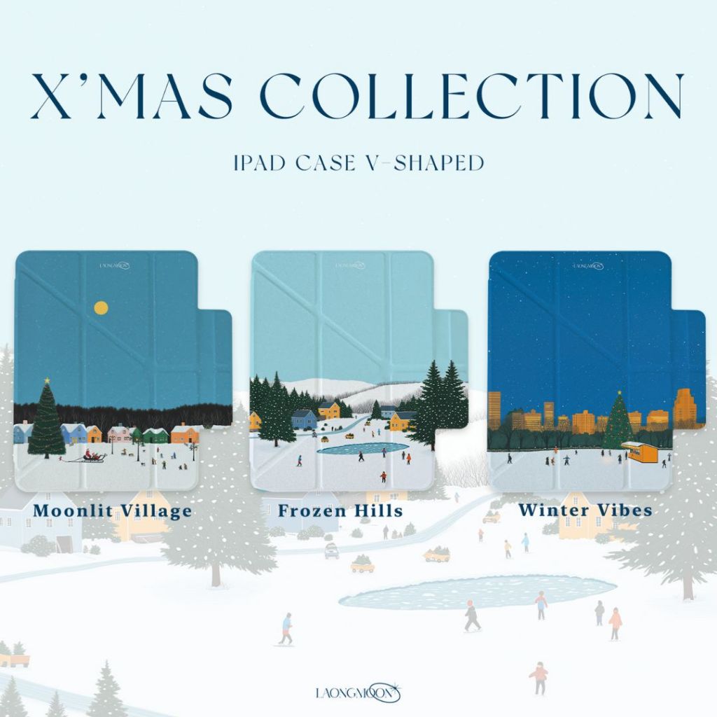 LAONGMOON เคสไอแพดแกนY ฝาพับ พิมพ์ลาย Christmas Collection เคส IPad ลายคริสต์มาส มีช่องใส่ปากกา